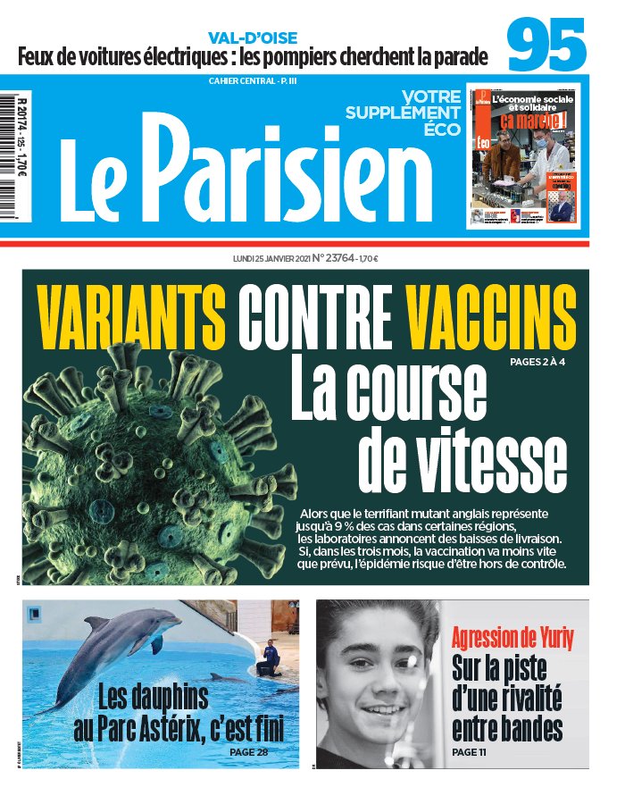 Le Parisien 25 janvier 2021 Le Parisien N°20210125 du 25 janvier 2021 à télécharger sur iPad