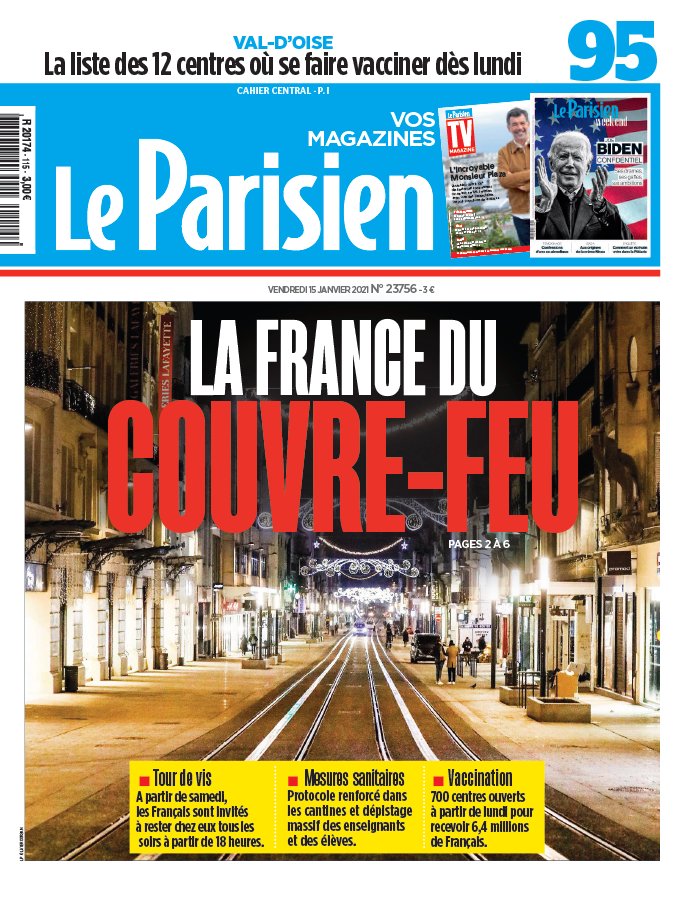 Le Parisien 15 janvier 2021 Le Parisien N°20210115 du 15 janvier 2021 à télécharger sur iPad