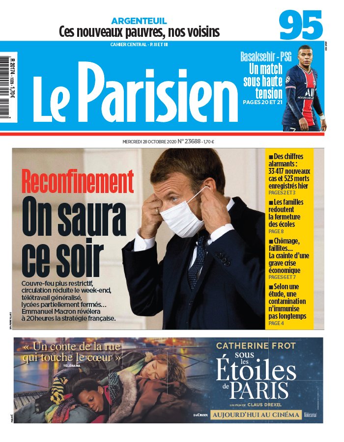Le Parisien 28 octobre 2020 Le Parisien N°20201028 du 28 octobre 2020 à télécharger sur iPad