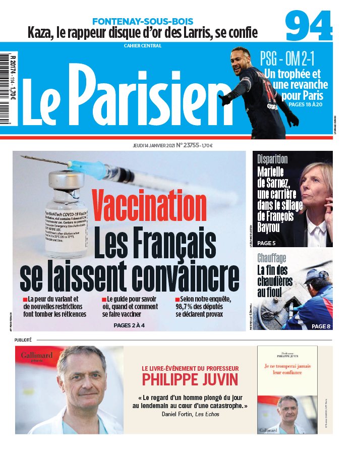 Le Parisien 14 janvier 2021 Le Parisien N°20210114 du 14 janvier 2021 à télécharger sur iPad