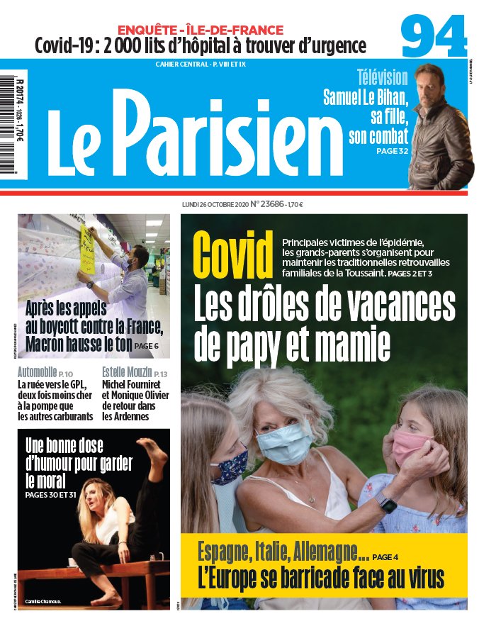 Le Parisien 26 octobre 2020 Le Parisien N°20201026 du 26 octobre 2020 à télécharger sur iPad