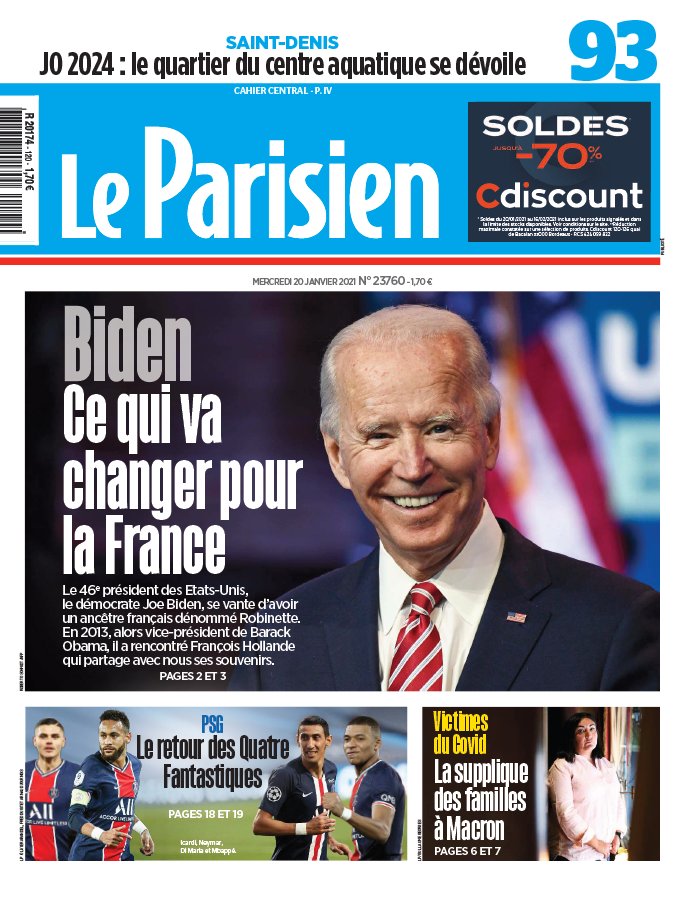 Le Parisien 20 janvier 2021 Le Parisien N°20210120 du 20 janvier 2021 à télécharger sur iPad