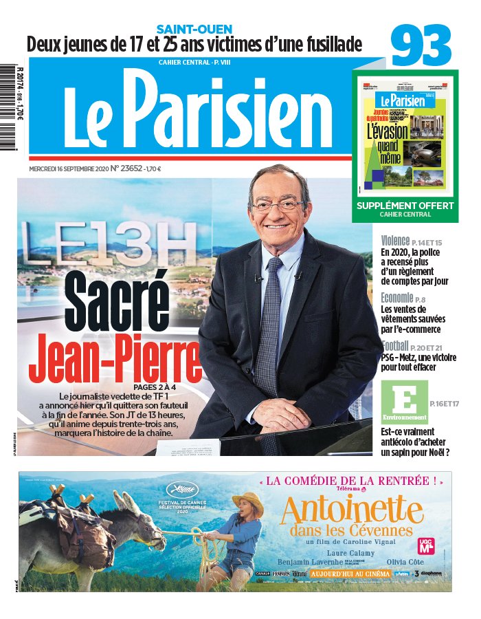Le Parisien 16 septembre 2020 Le Parisien N°20200916 du 16 septembre 2020 à télécharger sur iPad