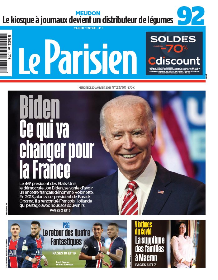 Le Parisien 20 janvier 2021 Le Parisien N°20210120 du 20 janvier 2021 à télécharger sur iPad