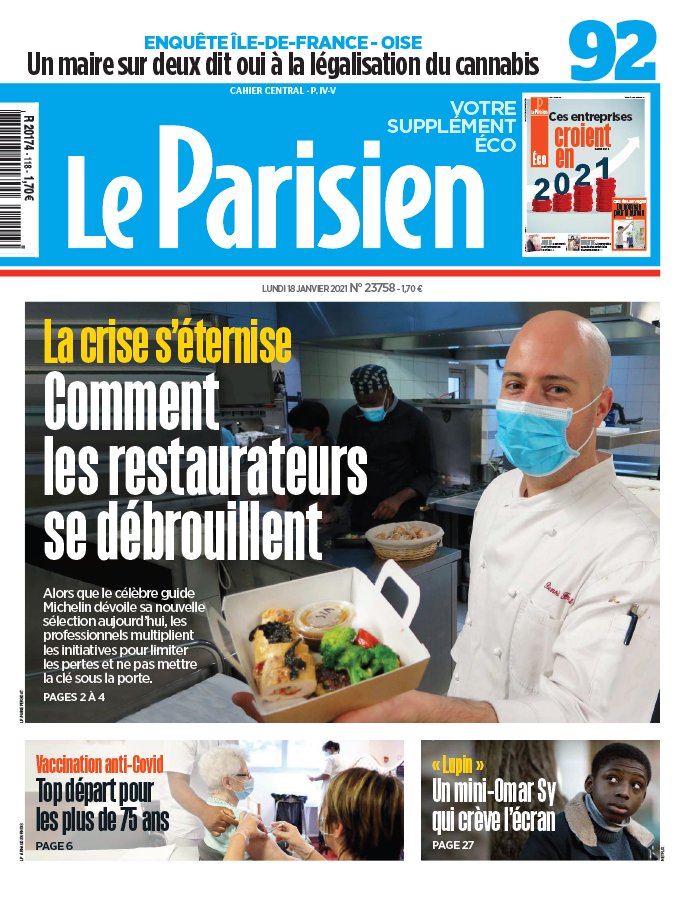 Le Parisien 18 janvier 2021 Le Parisien N°20210118 du 18 janvier 2021 à télécharger sur iPad