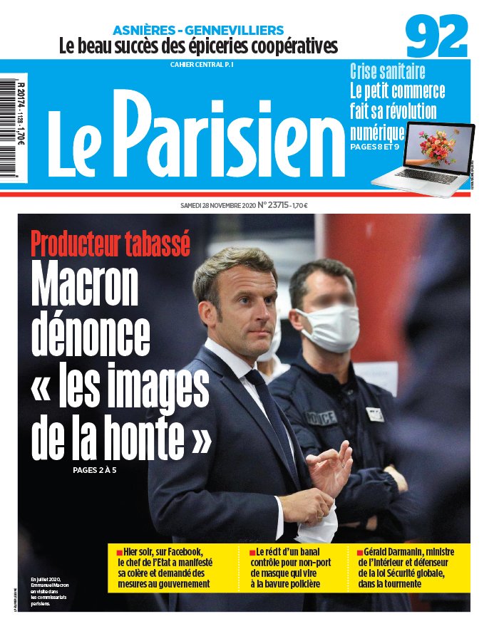 Le Parisien 28 novembre 2020 Le Parisien N°20201128 du 28 novembre 2020 à télécharger sur iPad