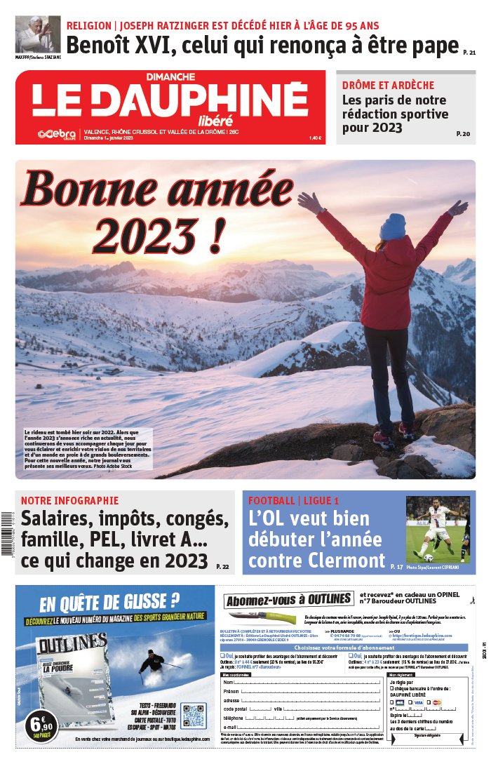 Le Dauphiné Libéré N°20230101 Du 01 Janvier 2023 à Télécharger Sur IPad