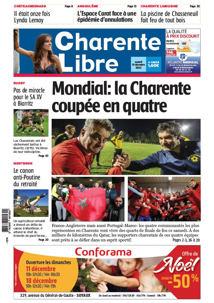 Charente Libre N°24235 du 10 décembre 2022 à télécharger sur iPad