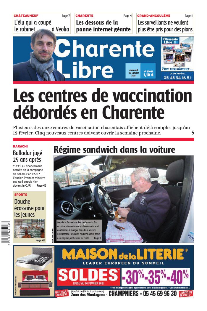 Charente Libre 20 janvier 2021 Abonnement Charente Libre Pas Cher avec BOUQUET INFO ePresse.fr