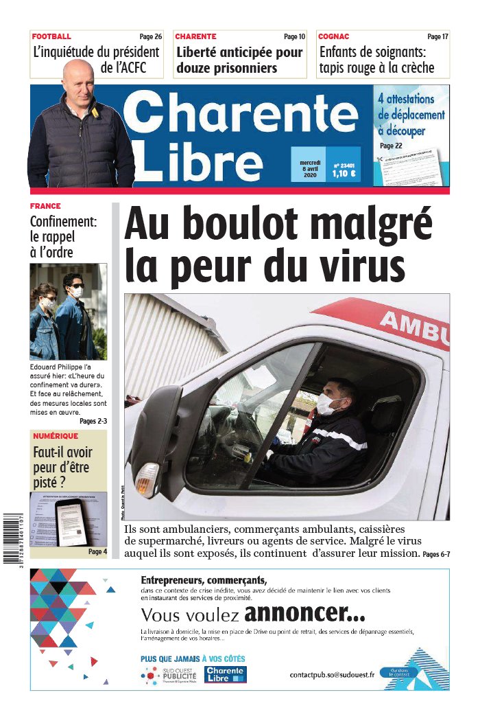 Charente Libre 08 avril 2020 Abonnement Charente Libre Pas Cher avec BOUQUET INFO ePresse.fr