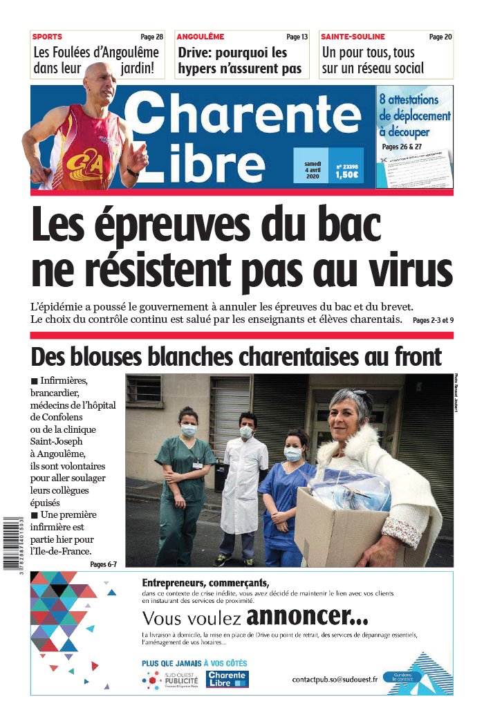 Charente Libre 04 avril 2020 Abonnement Charente Libre Pas Cher avec BOUQUET INFO ePresse.fr