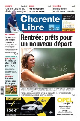 Charente Libre N°23213 du 02 septembre 2019 à télécharger sur iPad