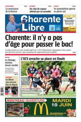 Charente Libre N°23148 du 17 juin 2019 à télécharger sur iPad