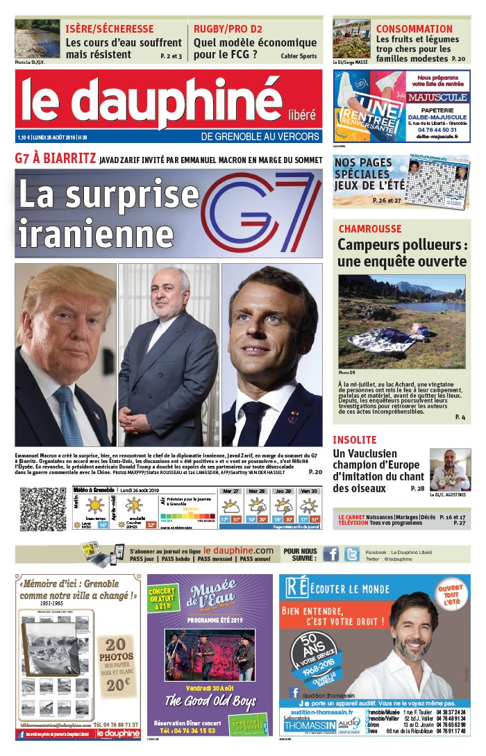 Newspaper Le Dauphine Libere France Newspapers In France