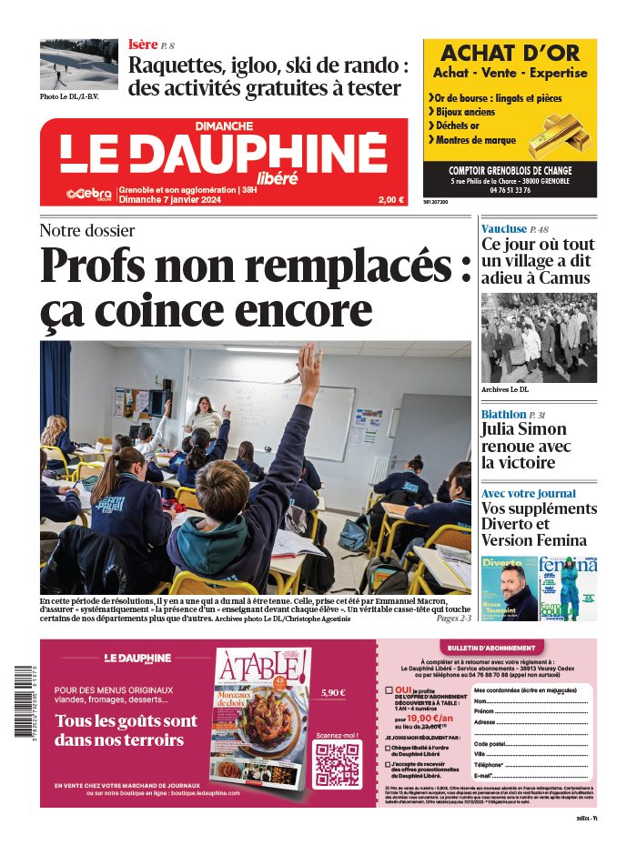 Le Dauphiné Libéré N°20240107 du 07 janvier 2024 à télécharger sur iPad