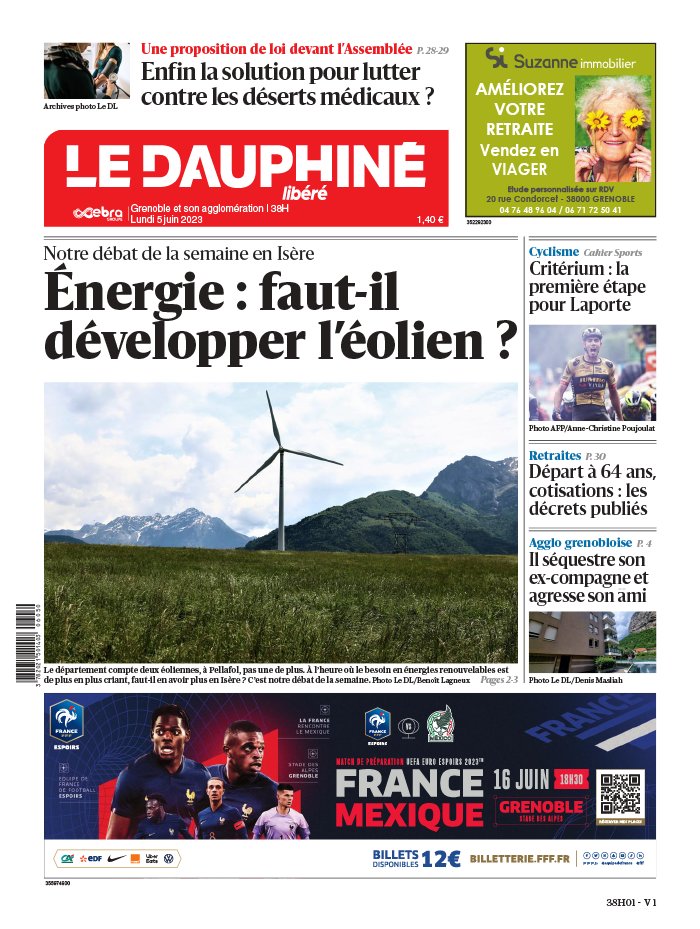 Le Dauphiné Libéré N°20230605 du 05 juin 2023 à télécharger sur iPad