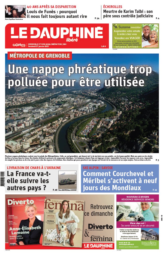 Le Dauphiné Libéré N°20230127 du 27 janvier 2023 à télécharger sur iPad