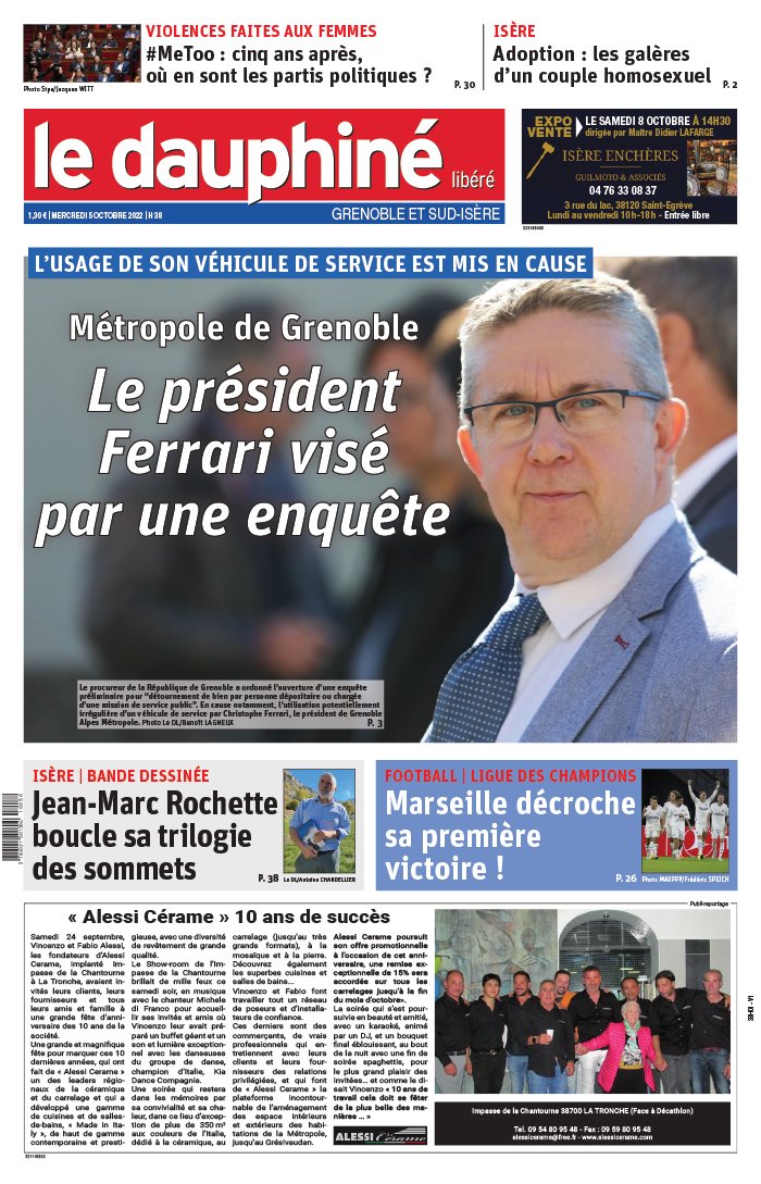 Le Dauphiné Libéré N°20221005 du 05 octobre 2022 à télécharger sur iPad