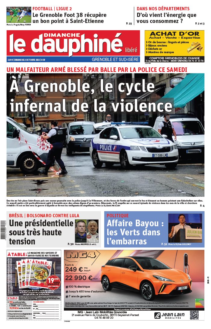 Le Dauphiné Libéré N°20221002 du 02 octobre 2022 à télécharger sur iPad