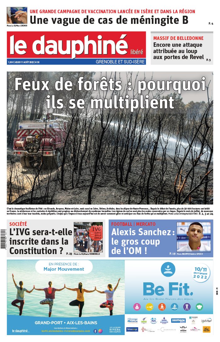 Le Dauphiné Libéré N°20220811 du 11 août 2022 à télécharger sur iPad