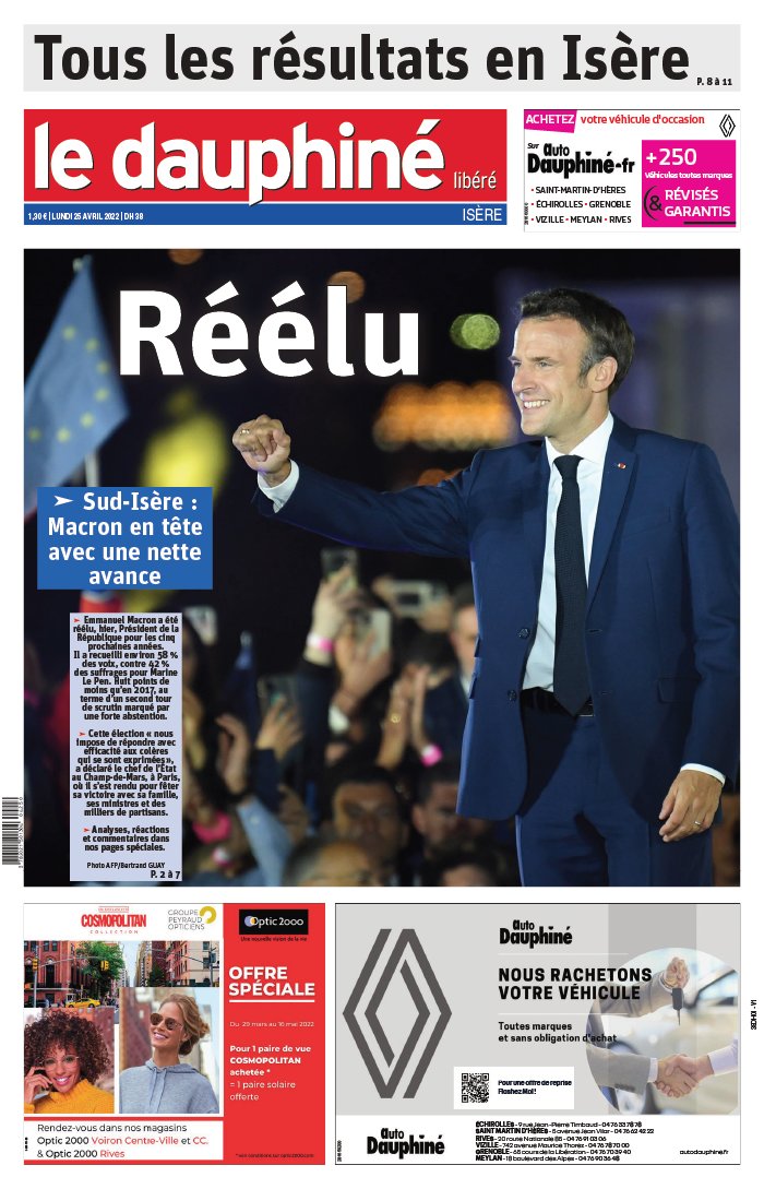 Le Dauphiné Libéré N°20220425 du 25 avril 2022 à télécharger sur iPad