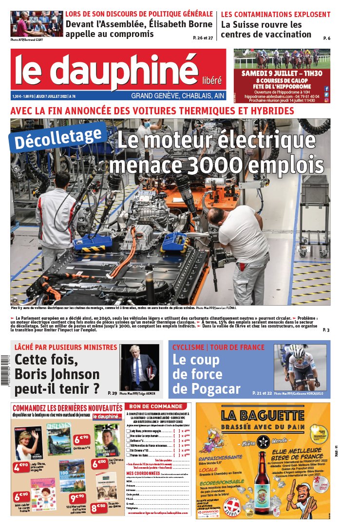 Le Dauphiné Libéré N°20220707 du 07 juillet 2022 à télécharger sur iPad