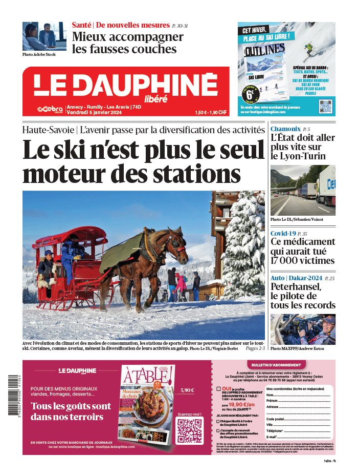 Le Dauphiné Libéré N°20240105 du 05 janvier 2024 à télécharger sur iPad