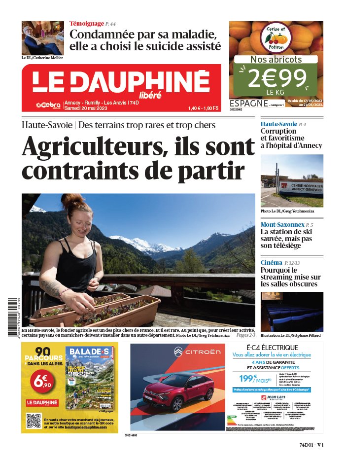 Le Dauphiné Libéré N°20230520 du 20 mai 2023 à télécharger sur iPad