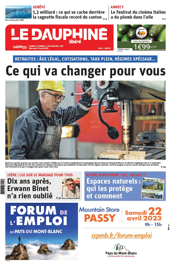 Le Dauphiné Libéré N°20230419 du 19 avril 2023 à télécharger sur iPad