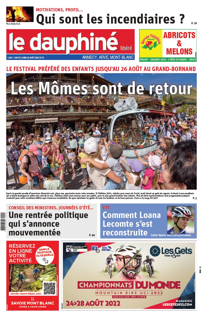 Le Dauphiné Libéré N°20220822 du 22 août 2022 à télécharger sur iPad