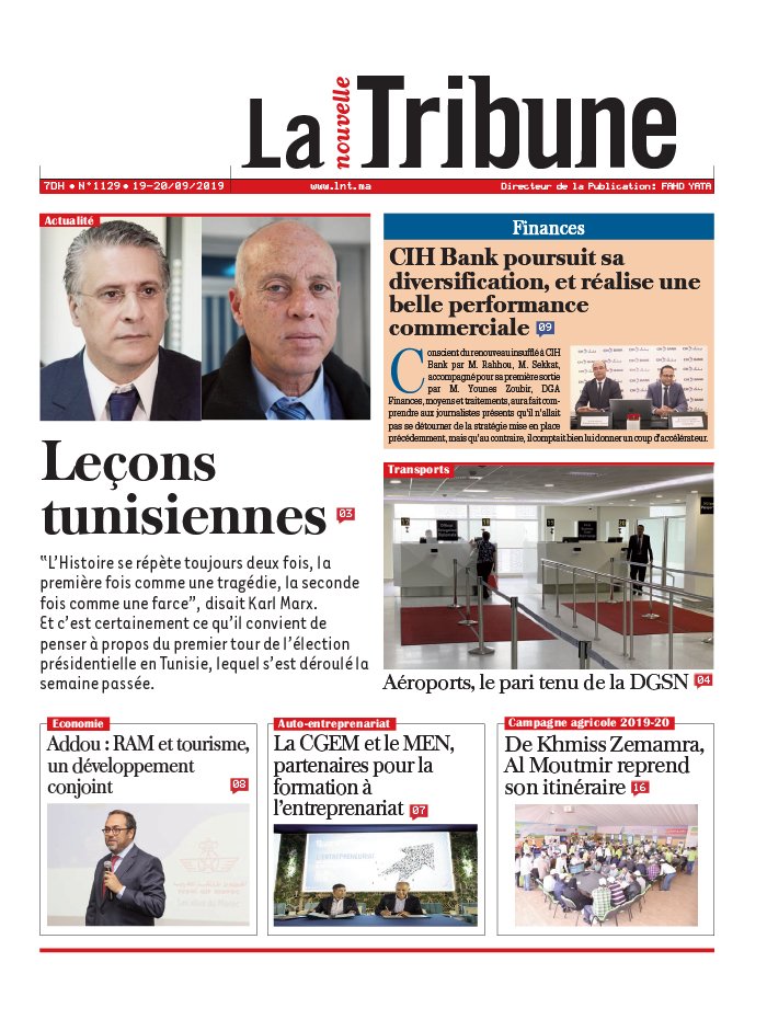 La Nouvelle Tribune N°1129 du 20 septembre 2019 à télécharger sur iPad