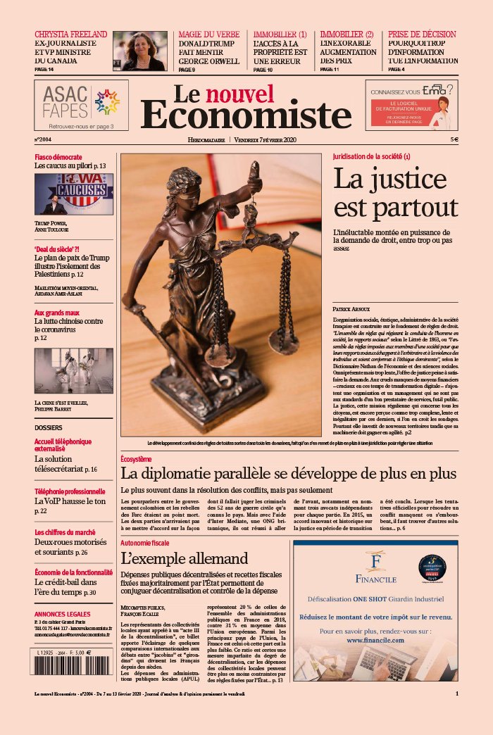 Le nouvel Economiste 07 février 2020 Le nouvel Economiste N°2004 du 07 février 2020 à télécharger sur iPad