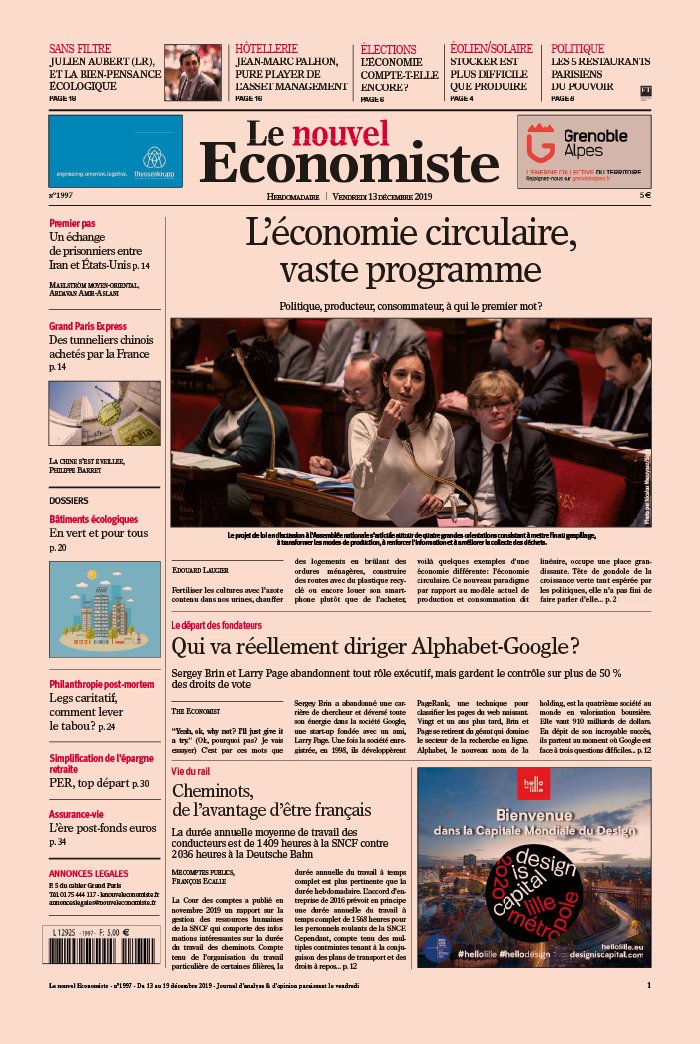 Le nouvel Economiste 13 décembre 2019 Abonnement Nouvel Économiste Pas Cher avec le BOUQUET ePresse.fr