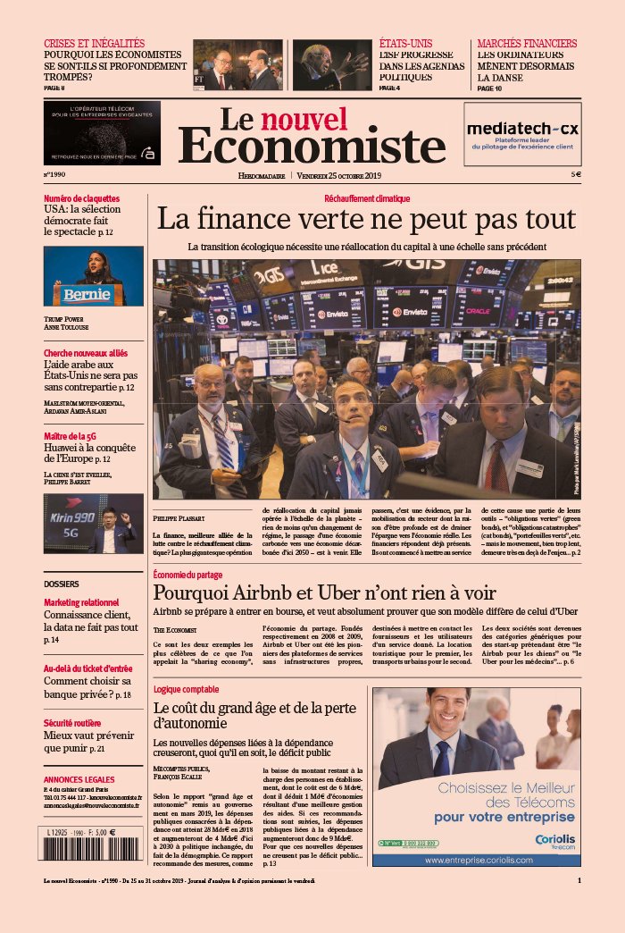 Le nouvel Economiste 25 octobre 2019 Le nouvel Economiste N°1990 du 25 octobre 2019 à télécharger sur iPad