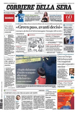 Corriere Della Sera N°20210912 du 12 septembre 2021 à télécharger sur iPad