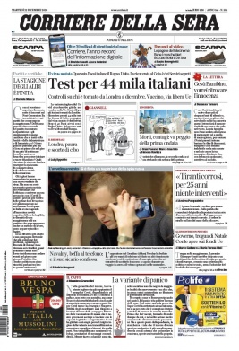 Corriere Della Sera N°20201222 du 22 décembre 2020 à télécharger sur iPad