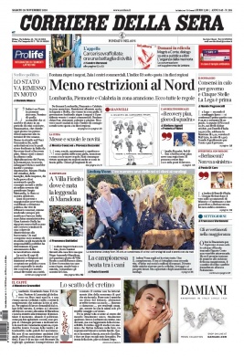 Corriere Della Sera N°20201128 du 28 novembre 2020 à télécharger sur iPad