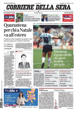 Corriere Della Sera N°20201126 du 26 novembre 2020 à télécharger sur iPad