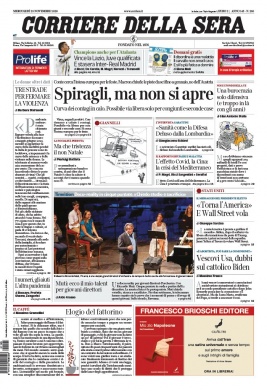 Corriere Della Sera N°20201125 du 25 novembre 2020 à télécharger sur iPad