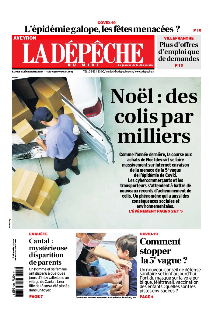 La Dépêche du Midi N°20211206 du 06 décembre 2021 à télécharger sur iPad