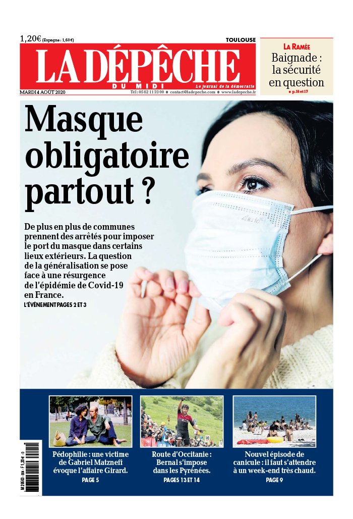 La Dépêche du Midi 04 août 2020 Abonnement à La Dépêche du Midi Pas Cher avec le BOUQUET ePresse.fr