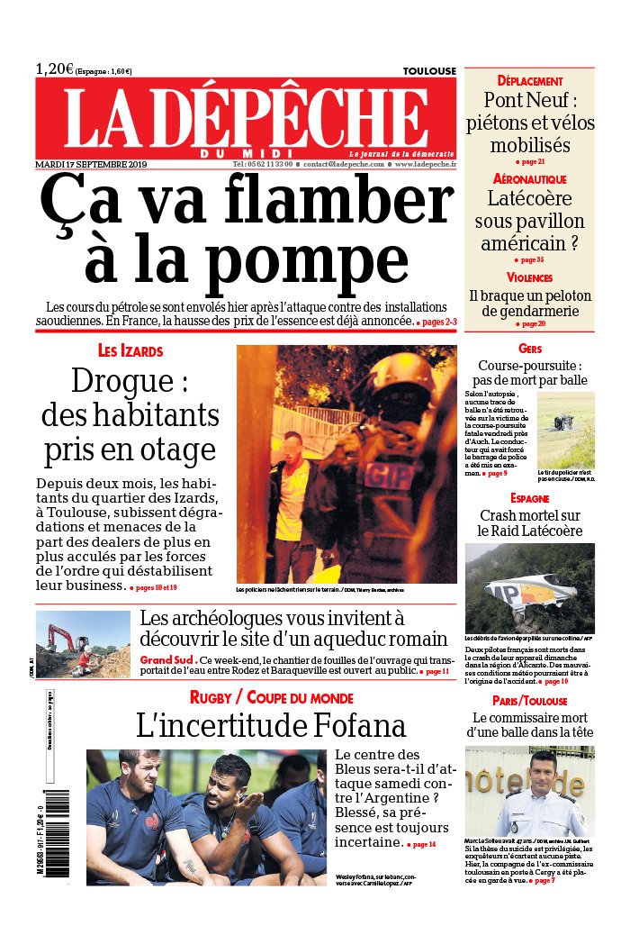 La Dépêche du Midi 17 septembre 2019 La Dépêche du Midi N°20190917 du 17 septembre 2019 à télécharger sur iPad