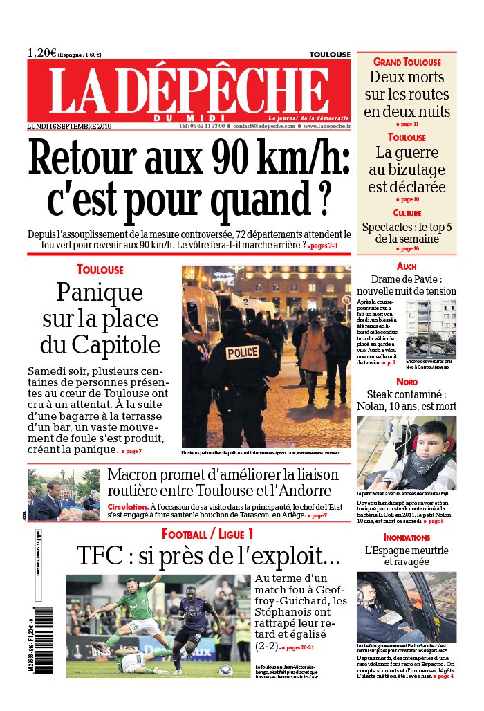 La Dépêche du Midi 16 septembre 2019 La Dépêche du Midi N°20190916 du 16 septembre 2019 à télécharger sur iPad