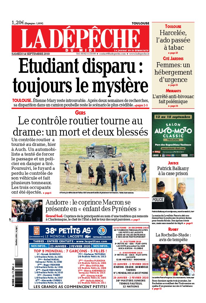 La Dépêche du Midi 14 septembre 2019 La Dépêche du Midi N°20190914 du 14 septembre 2019 à télécharger sur iPad