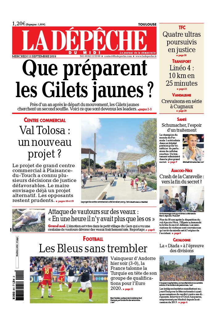 La Dépêche du Midi 11 septembre 2019 La Dépêche du Midi N°20190911 du 11 septembre 2019 à télécharger sur iPad