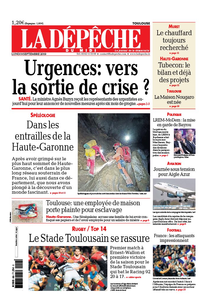 La Dépêche du Midi 09 septembre 2019 La Dépêche du Midi N°20190909 du 09 septembre 2019 à télécharger sur iPad