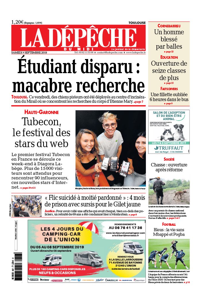 La Dépêche du Midi 07 septembre 2019 La Dépêche du Midi N°20190907 du 07 septembre 2019 à télécharger sur iPad