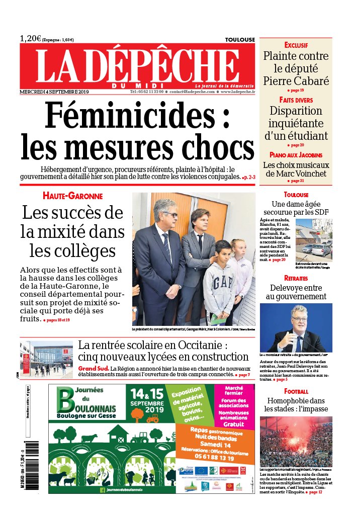 La Dépêche du Midi 04 septembre 2019 La Dépêche du Midi N°20190904 du 04 septembre 2019 à télécharger sur iPad