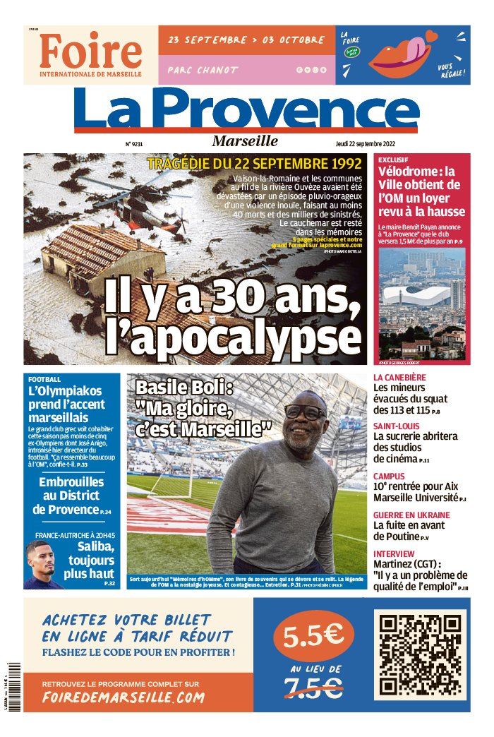 La Provence N°20220922 du 22 septembre 2022 à télécharger sur iPad