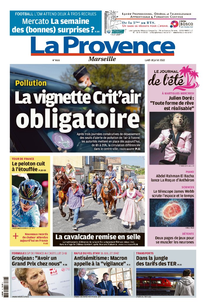 Lisez La Provence  Marseille du 18 juillet 2022 sur ePresse.fr